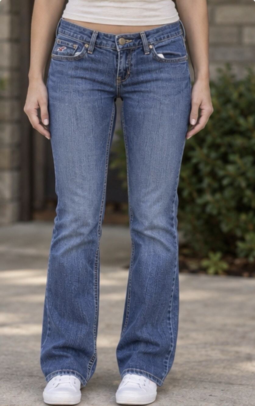 Hollister Low Rise Stretch Jeans Womens Juniors 3 Long Blue Denim Y2K